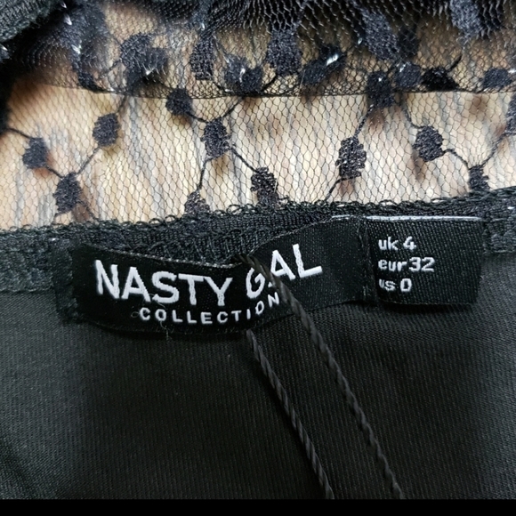 Nasty Gal NWT black mesh metallic bodysuit size 0 - Picture 7 of 13